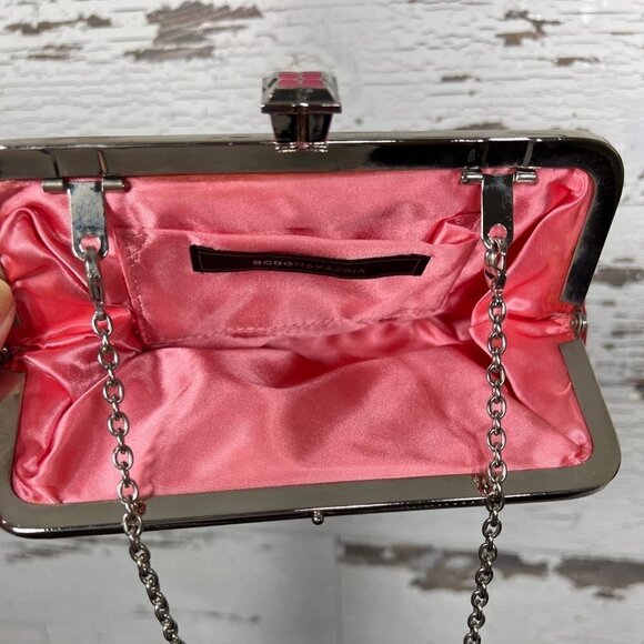 BCBGMAXAZRIA Satin Evening Convertible Clutch Pink EUC - Picture 4 of 7